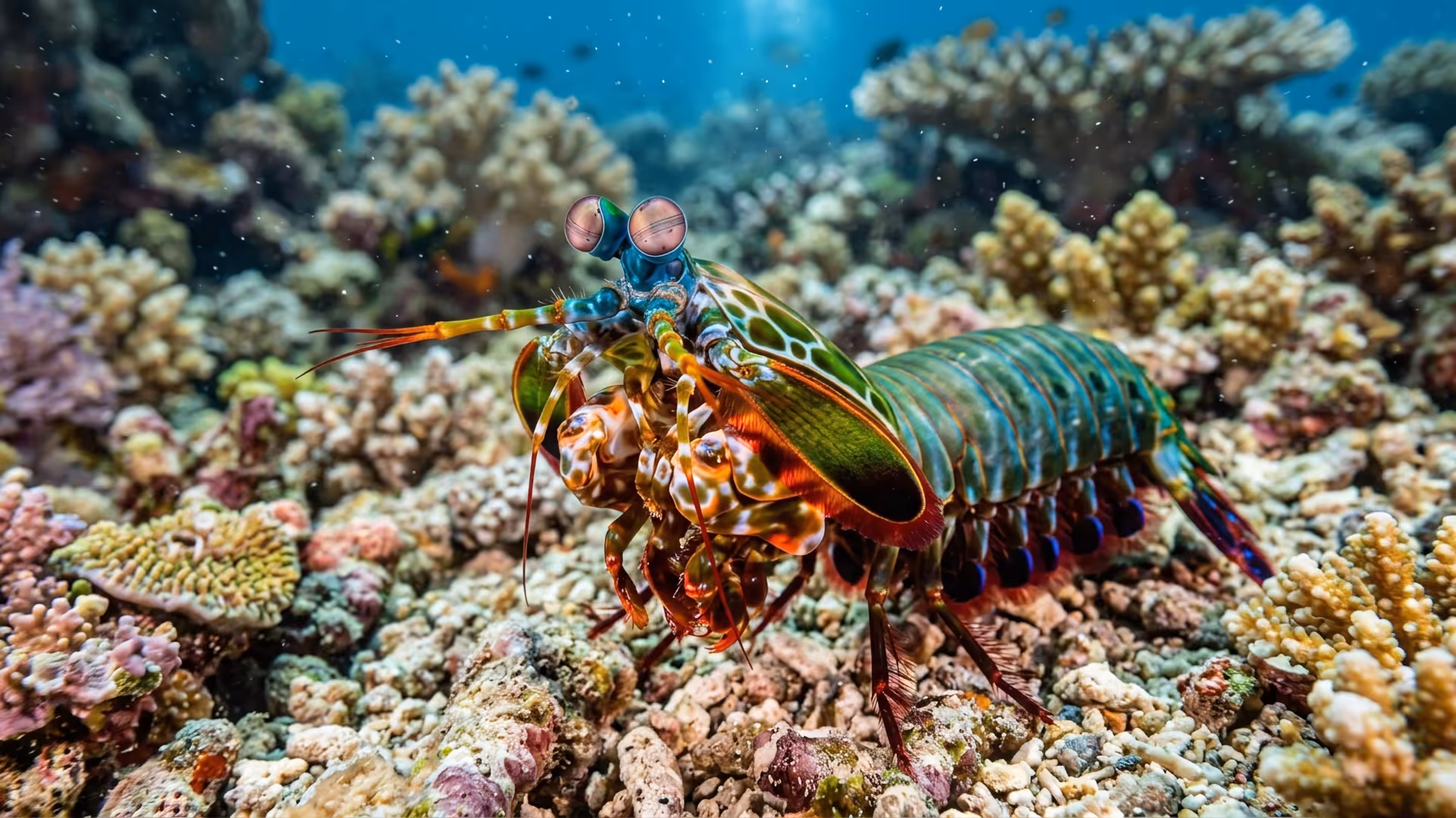 Mantis shrimp, close detail of compound eyes